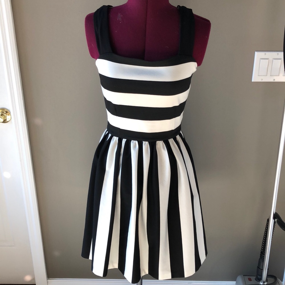 Black and white bar three dress